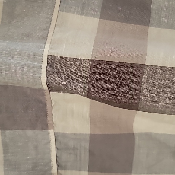 Perry Ellis Xl Gray Plaid Linen  Shirt - Picture 5 of 6